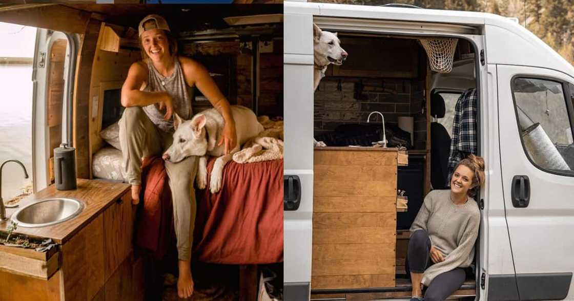 Woman Dumps Boyfriend, Quits Job to Live with Her Dog in Furnished Van Woman Dumps Boyfriend, Quits Job to Live with Her Dog in Furnished Van