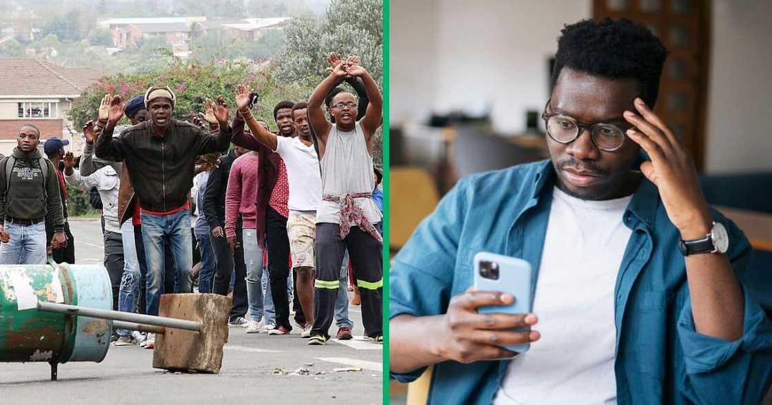 Students from the University of KwaZulu-Natal protested, and parts of the campus was burned Students from the University of KwaZulu-Natal protested, and parts of the campus was burned