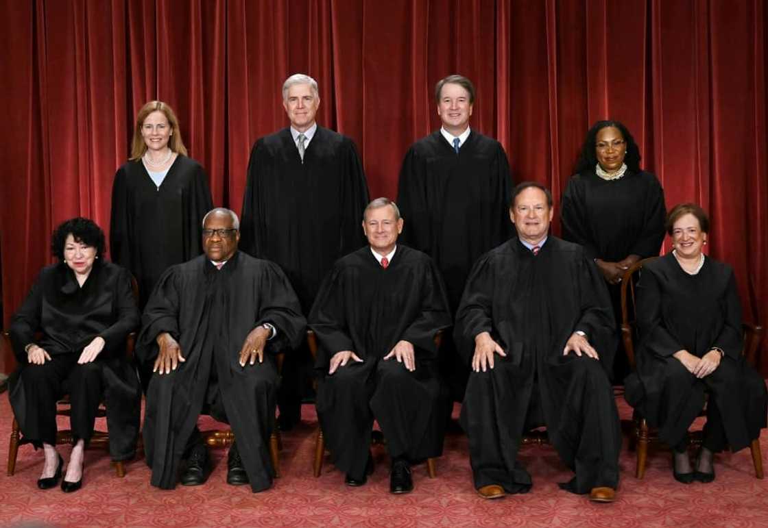 The nine justices of the US Supreme Court pose for their official photo