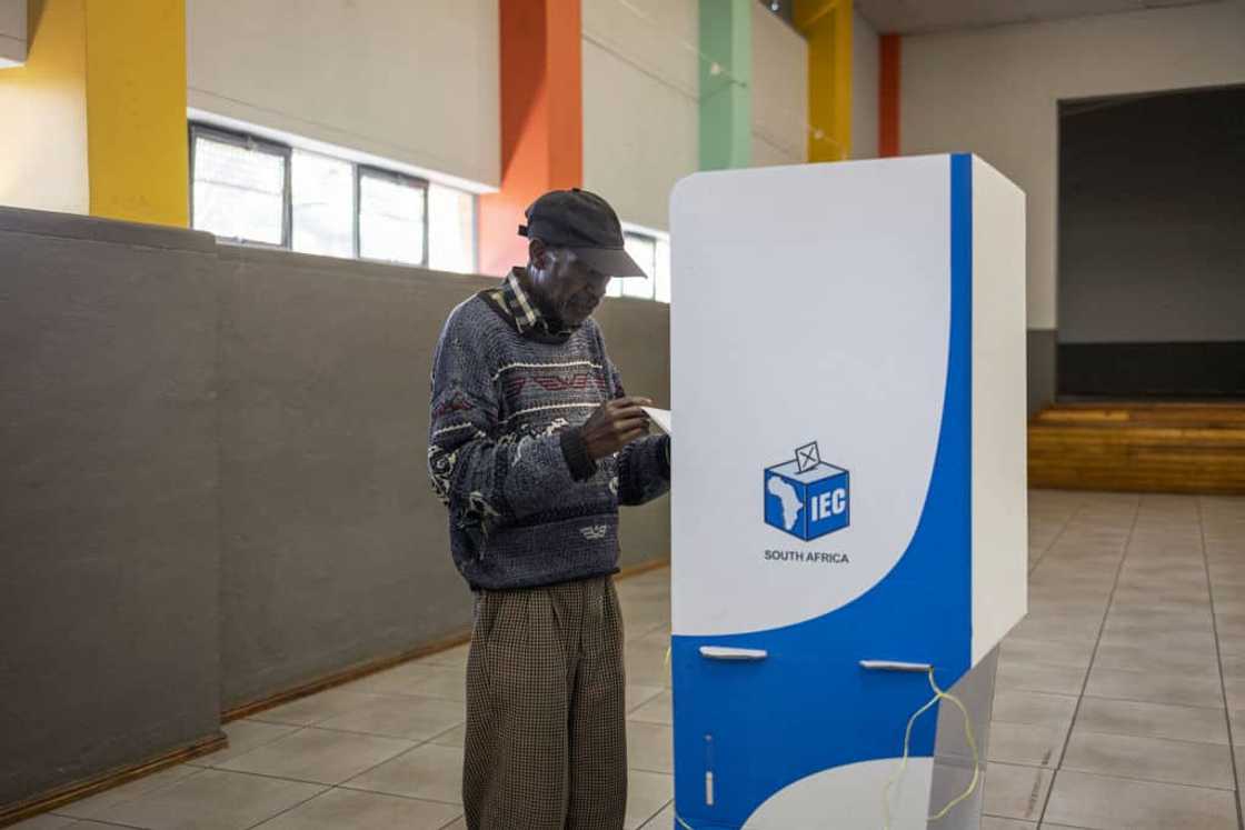 An elderly man votes during the special elections in South Africa in 2024. An elderly man votes during the special elections in South Africa in 2024.