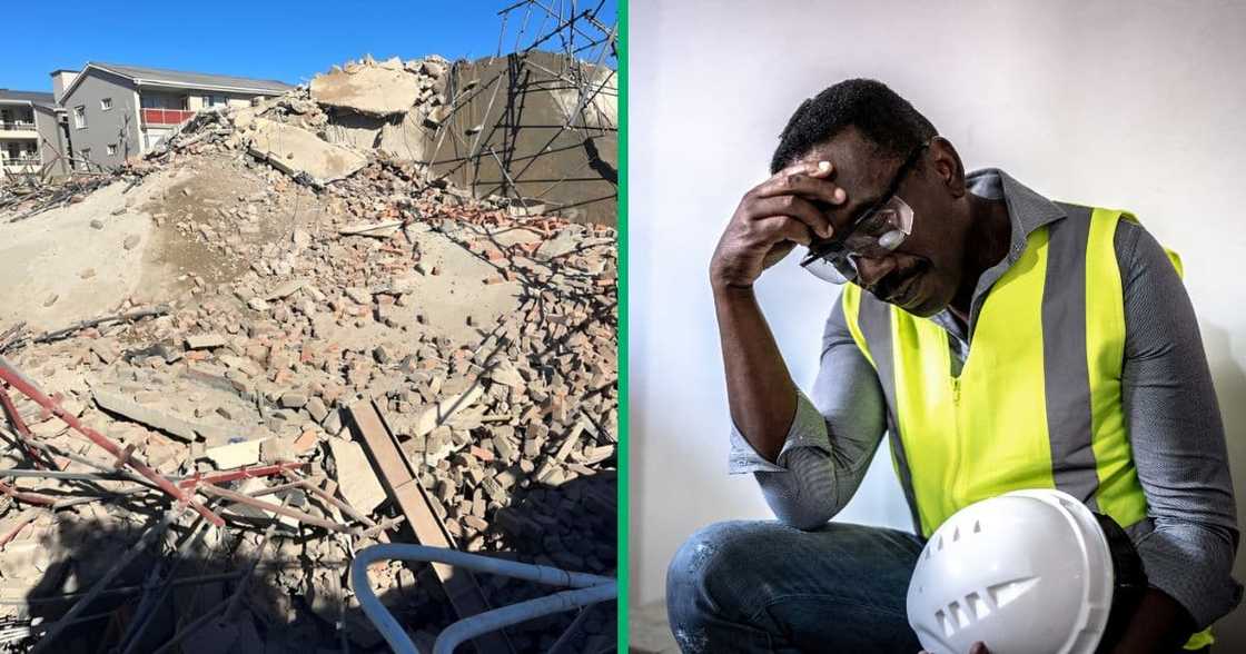 Twenty-two construction workers were rescued from the rubble of a collapsed building in George, Western Cape. Twenty-two construction workers were rescued from the rubble of a collapsed building in George, Western Cape.