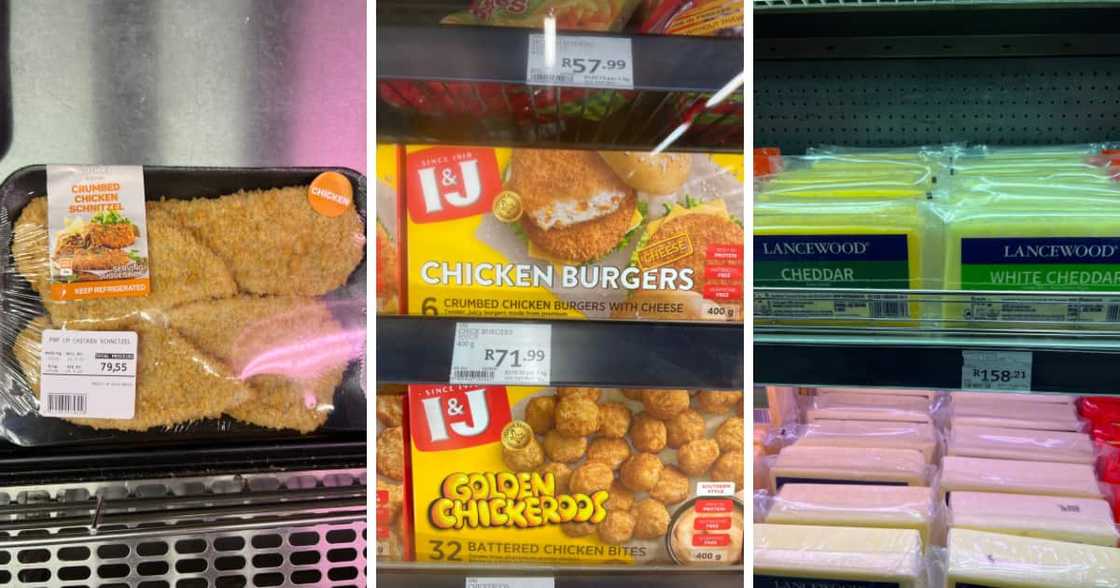 chicken, burger patty, cheese, pick 'n pay chicken, burger patty, cheese, pick 'n pay