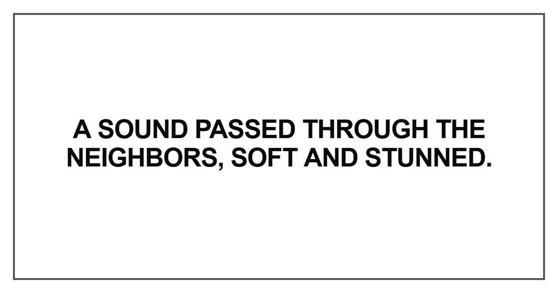 A sound passed through the neighbors A sound passed through the neighbors