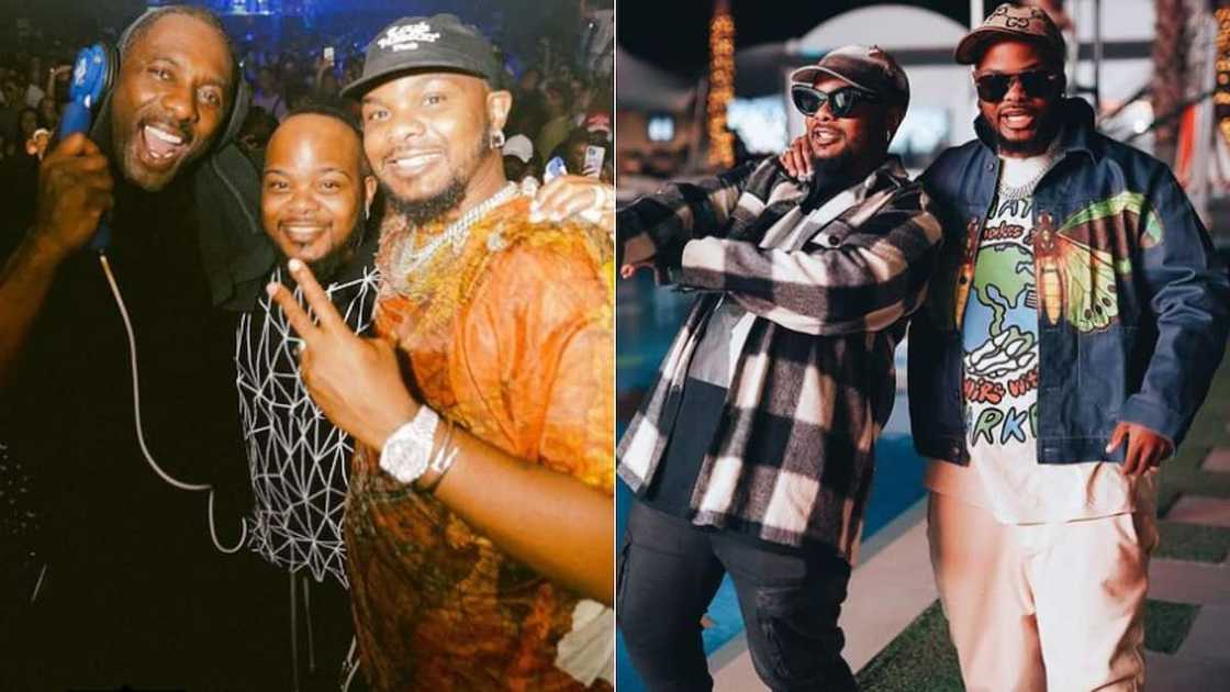 Major League DJz Bandile and Banele, Idris Elba with Major League DJz Major League DJz Bandile and Banele, Idris Elba with Major League DJz