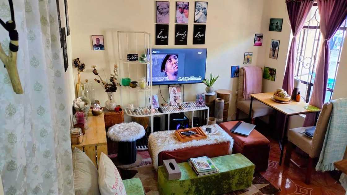 Creative woman shows off her bedroom.