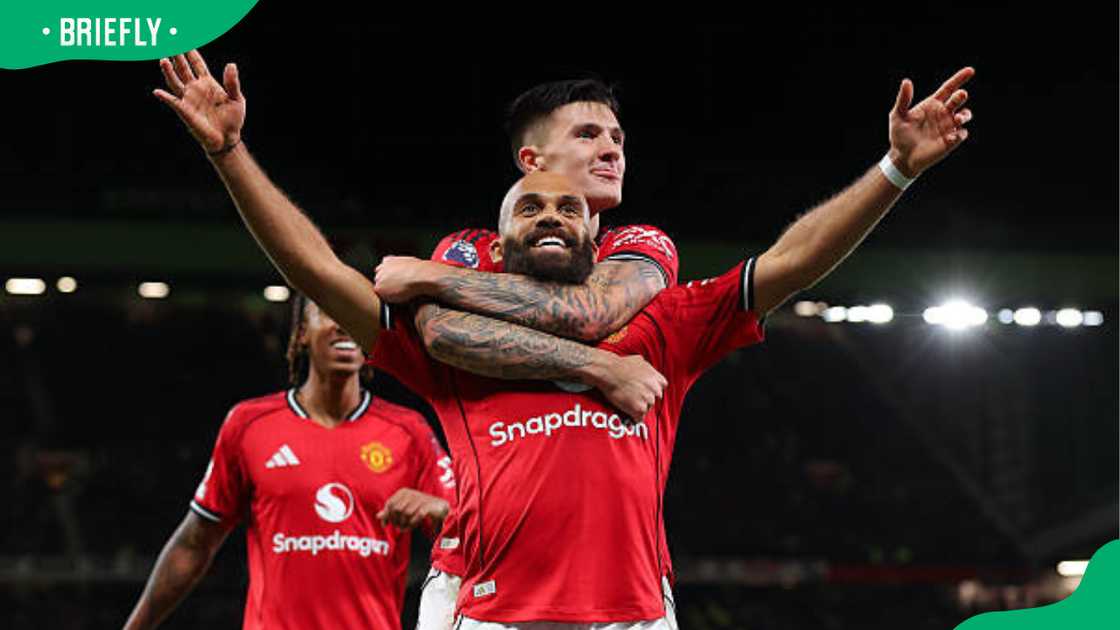 Manchester United celebrating during the Premier League match Manchester United celebrating during the Premier League match