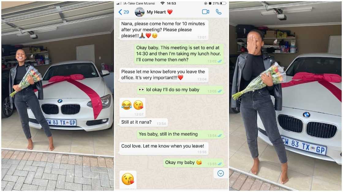 Lady shows great excitement at receiving car gift from her man Lady shows great excitement at receiving car gift from her man