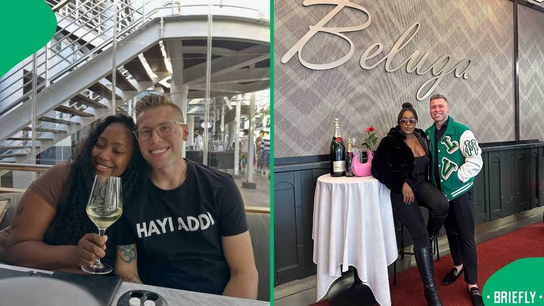 The Logan family posing at Beluga restaurant