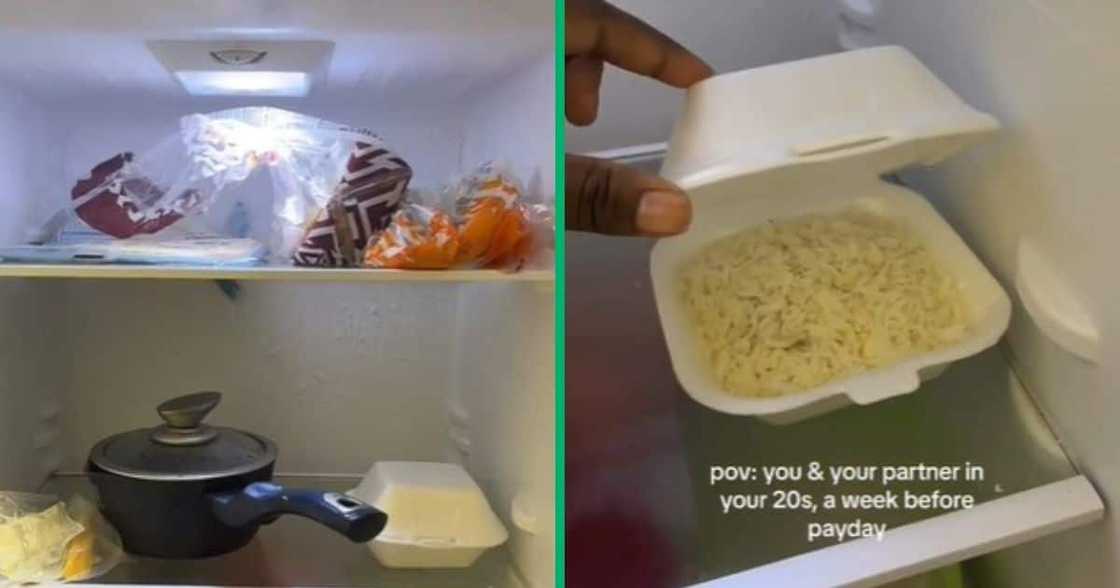 TikTok shows couple's fridge before payday TikTok shows couple's fridge before payday