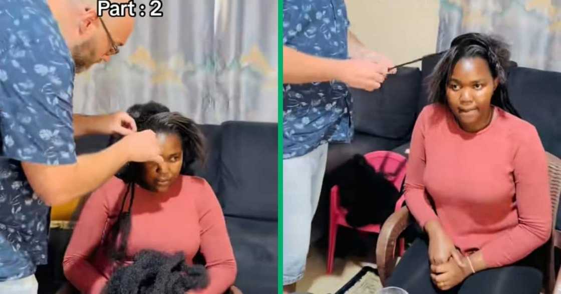 A woman got fresh braids from her husband A woman got fresh braids from her husband