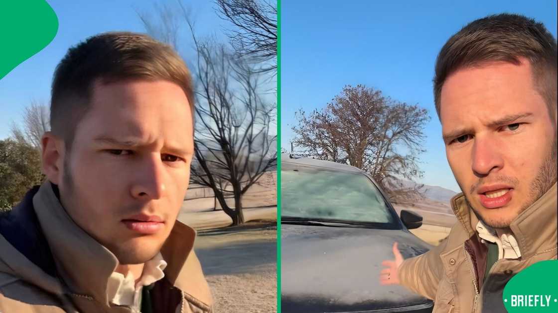 An Afrikaner man complained about the cold weather. An Afrikaner man complained about the cold weather.