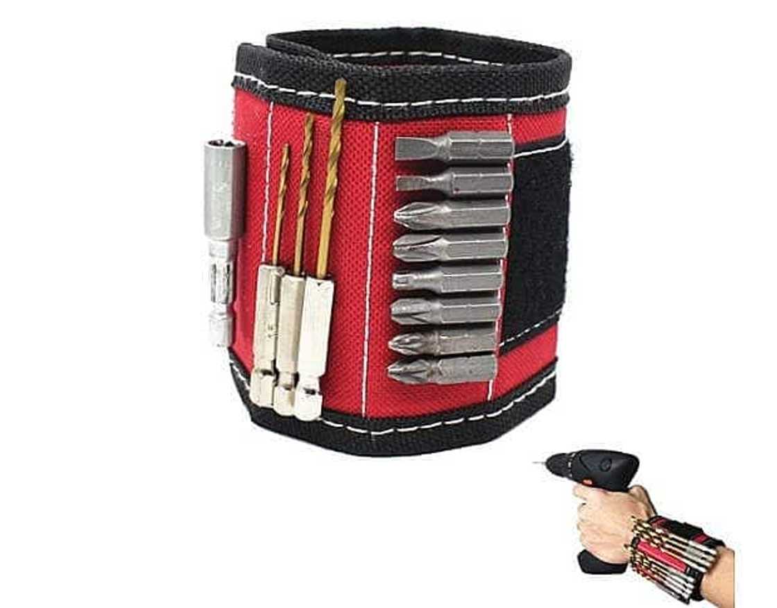 A red and black magnetic wristband A red and black magnetic wristband