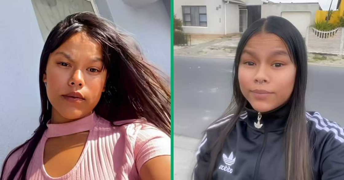 A TikTok video shows a woman unveiling her nails, which nearly got bitten by a dog.