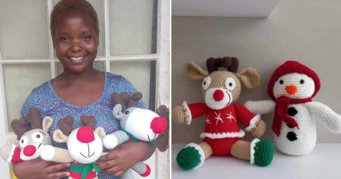 A lady who makes crocheted stuffed toys to support her family members has started making Christmas teddies to support herself A lady who makes crocheted stuffed toys to support her family members has started making Christmas teddies to support herself
