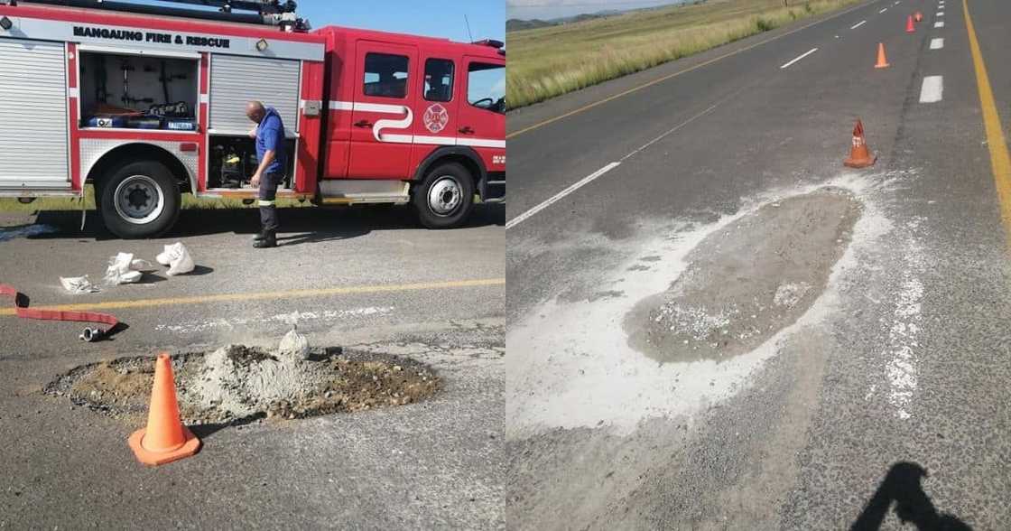 Fire brigade works together to fix a pothole: cool quote Fire brigade works together to fix a pothole: cool quote