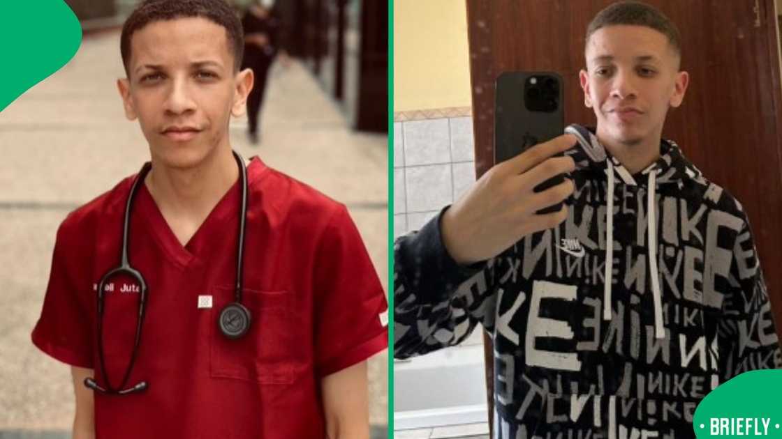 A man on the right took a mirror picture with his phone A man on the right took a mirror picture with his phone