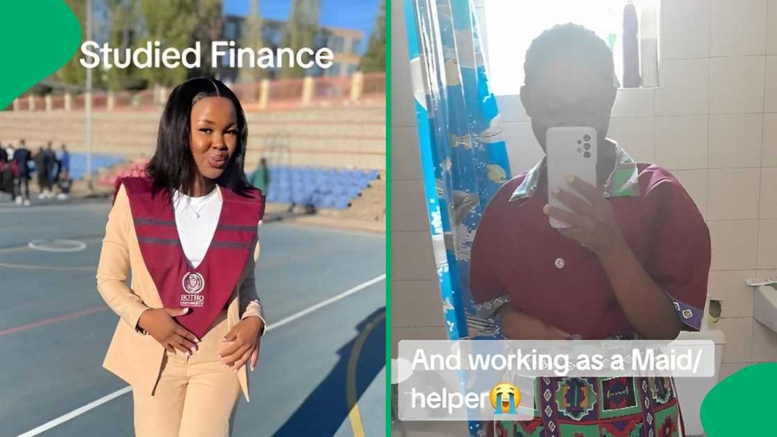 A woman with a degree in finance now works as a domestic worker.