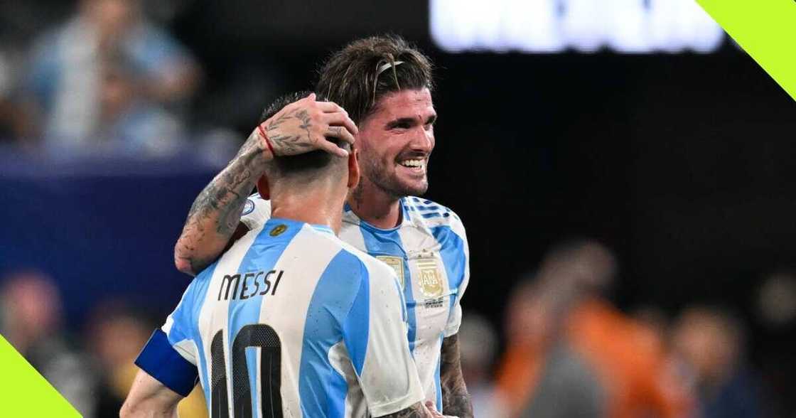 Rodrigo de Paul and Lionel Messi during the Copa America clash against Canada.