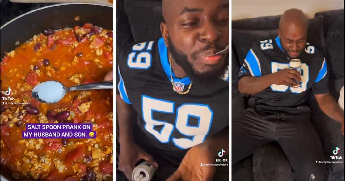 A woman pulled a salt prank on her boyfriend. A woman pulled a salt prank on her boyfriend.