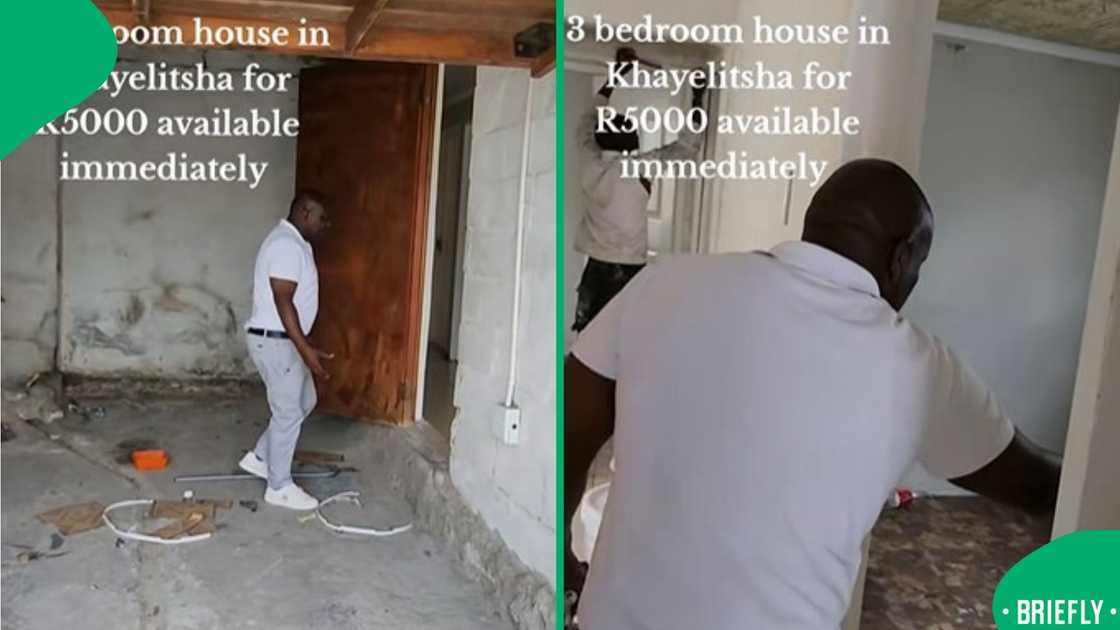 The image on the right captured the real estate agent giving a tour of the house The image on the right captured the real estate agent giving a tour of the house