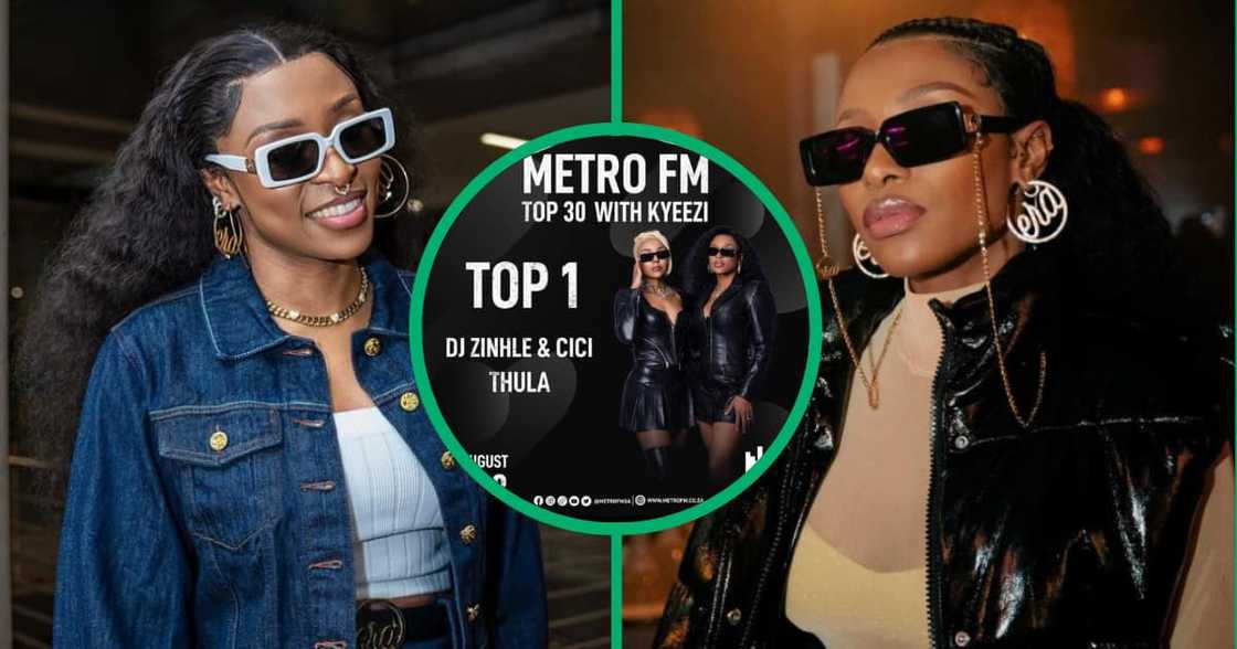 DJ Zinhle and Cici's song 'Thula' topped the Metro FM chart DJ Zinhle and Cici's song 'Thula' topped the Metro FM chart