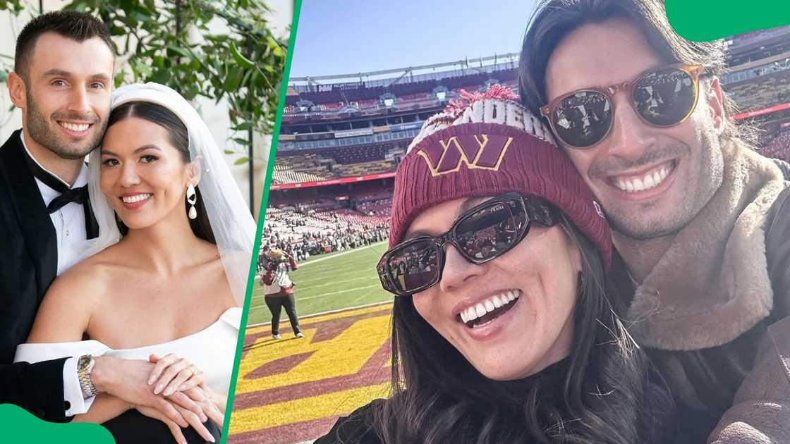 Taylor Krause and Garrett Josemans during their wedding in 2023 (L). The couple at the Northwest Stadium in 2024 (R) Taylor Krause and Garrett Josemans during their wedding in 2023 (L). The couple at the Northwest Stadium in 2024 (R)