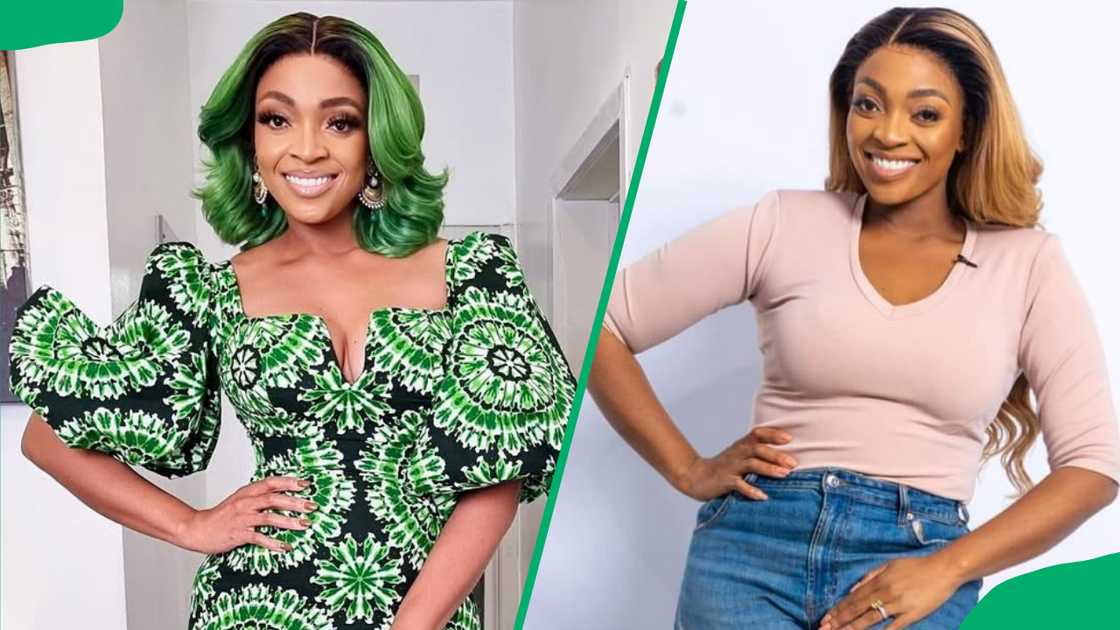 Sharon Adeleke wearing green and brown wigs Sharon Adeleke wearing green and brown wigs