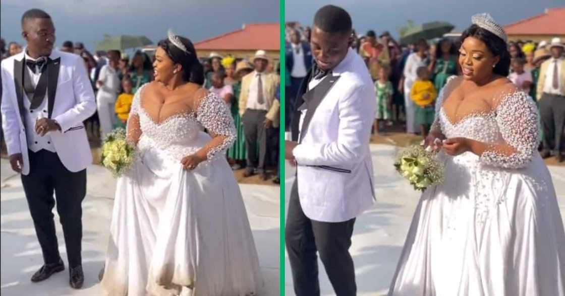 Bride and groom dancing