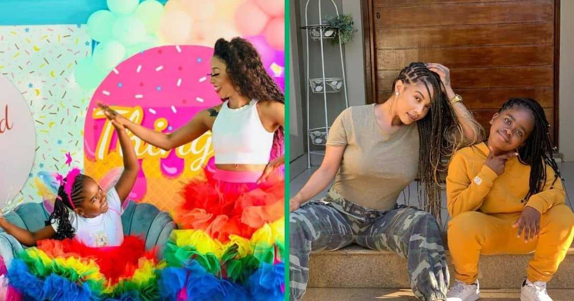 Singer Kelly Khumalo and her daughter Thingo on her 8th birthday celebrations and hanging out at their home. Singer Kelly Khumalo and her daughter Thingo on her 8th birthday celebrations and hanging out at their home.