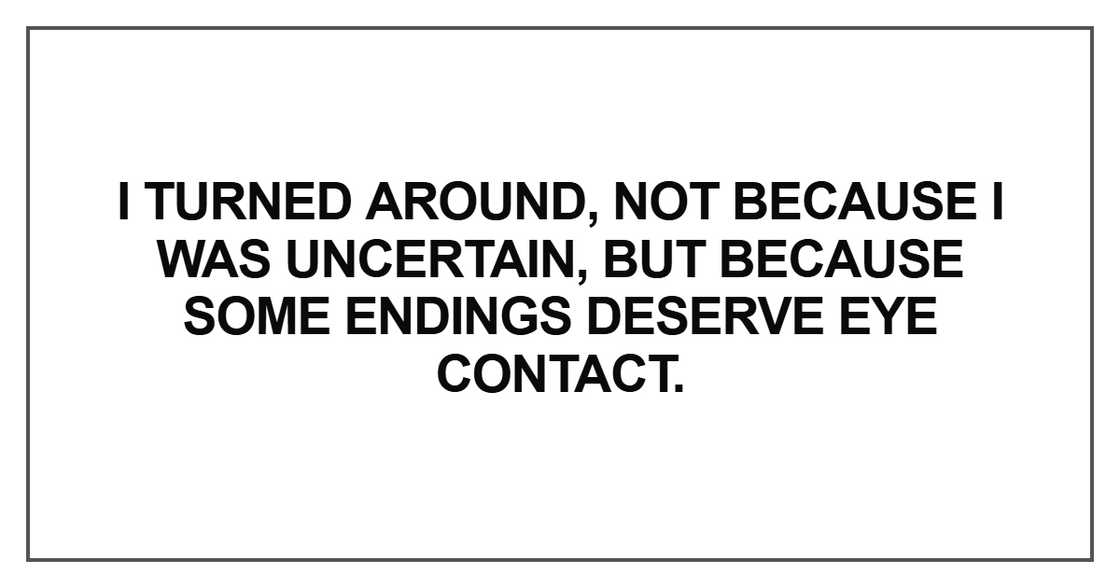 I turned around, not because I was uncertain, but because some endings deserve eye contact.