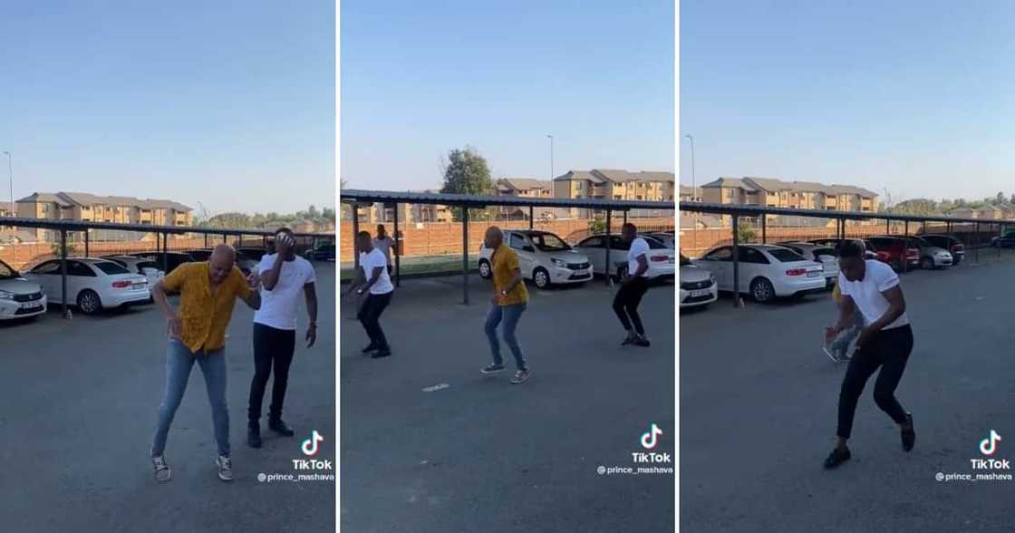 Energetic men broke out into a Tsonga dance Energetic men broke out into a Tsonga dance