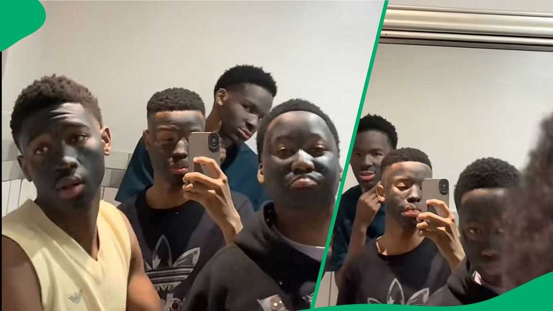 A TikTok video shows young men unveiling their skincare routine.