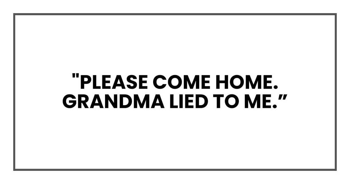 Please come home. Grandma lied to me