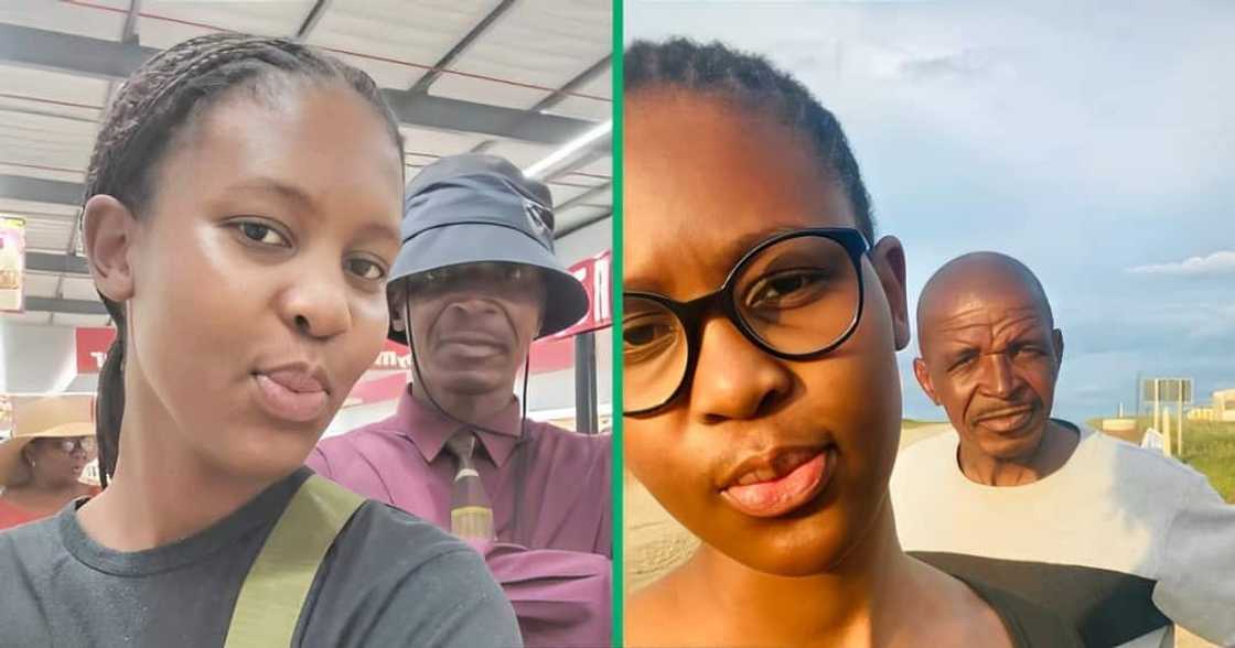 A TikTok video shows a woman going shopping with her dad. A TikTok video shows a woman going shopping with her dad.