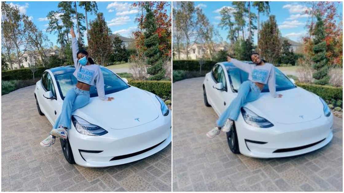 Young lady buys herself electric car Tesla as graduation gift, many react Young lady buys herself electric car Tesla as graduation gift, many react