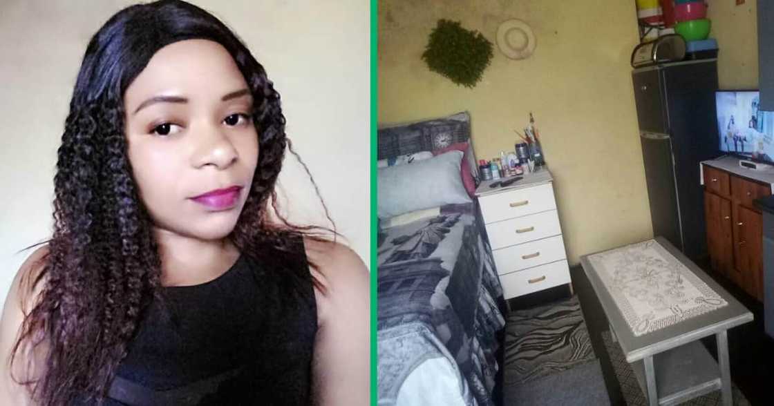 The woman effectively uses the one-roomed space that she currently lives in The woman effectively uses the one-roomed space that she currently lives in