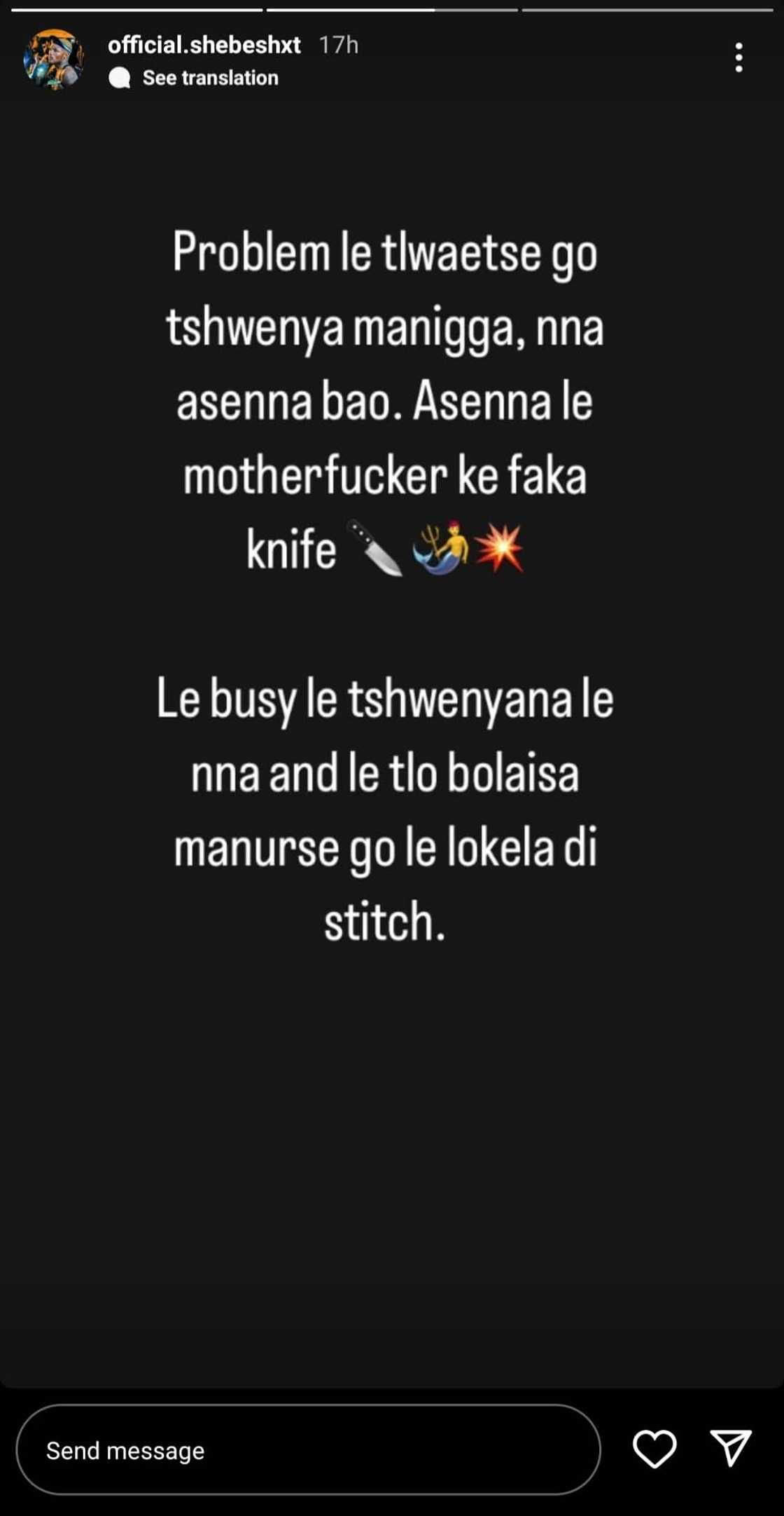 Shebeshxt warned people not to provoke him Shebeshxt warned people not to provoke him