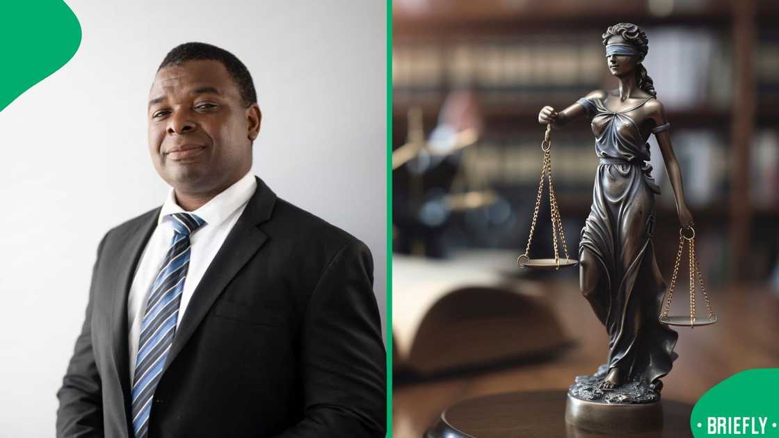 The image on the right showed a Justice statue