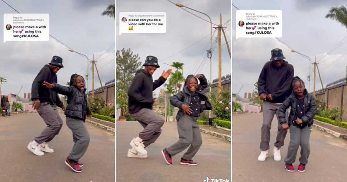 Bongadou and Queen Joyce doing a TikTok dance challenge Bongadou and Queen Joyce doing a TikTok dance challenge