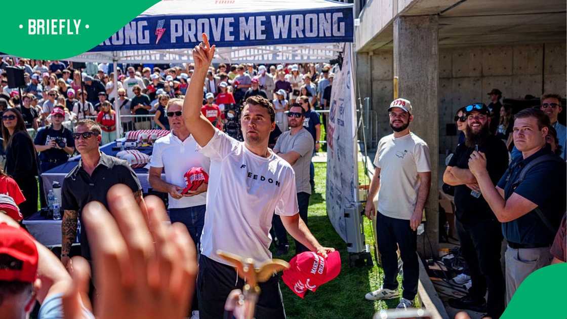 Charlie Kirk at Utah Valley University. Charlie Kirk at Utah Valley University.