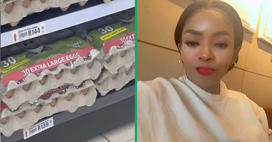 A woman shared a video of high egg prices. A woman shared a video of high egg prices.