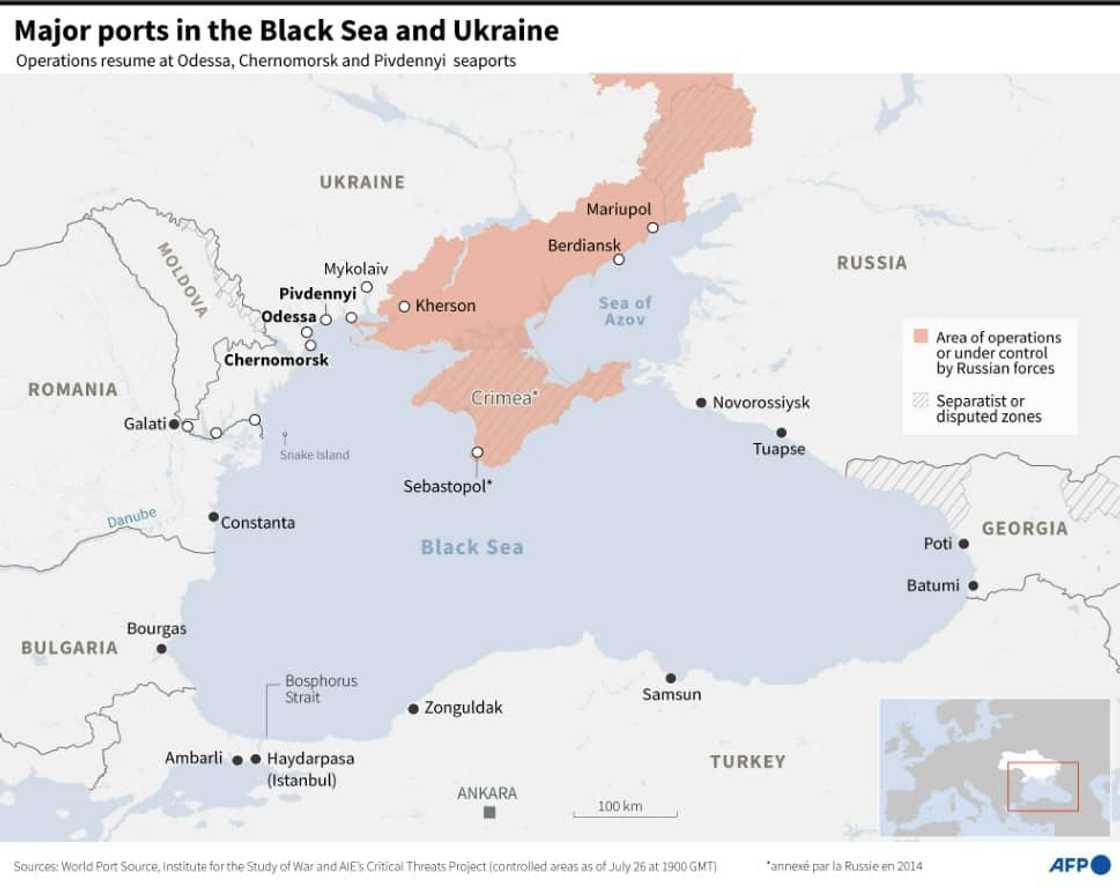 Major ports in the Black Sea and Ukraine