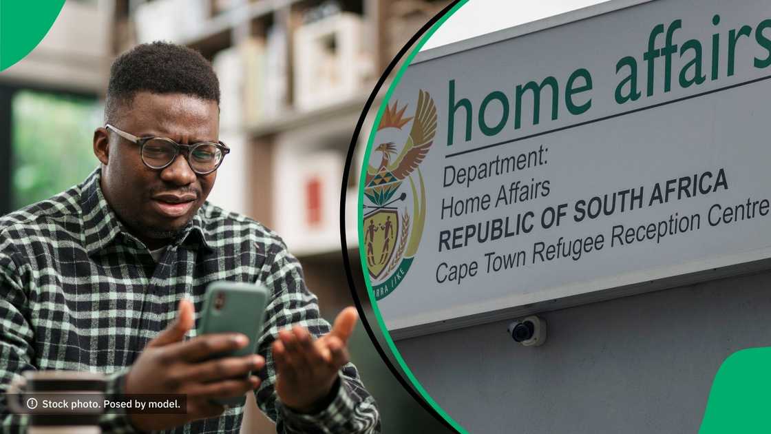 A man showing frustration with the Home Affairs system. A man showing frustration with the Home Affairs system.