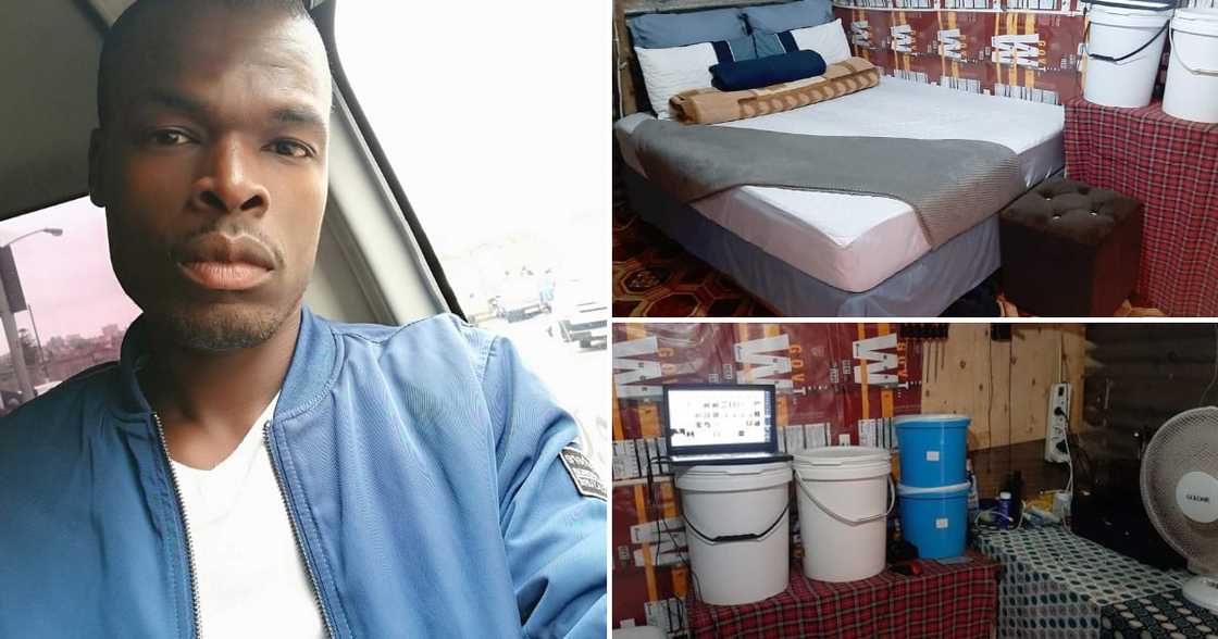 Silangwe Bongz't Bonga and his one-room shack Silangwe Bongz't Bonga and his one-room shack