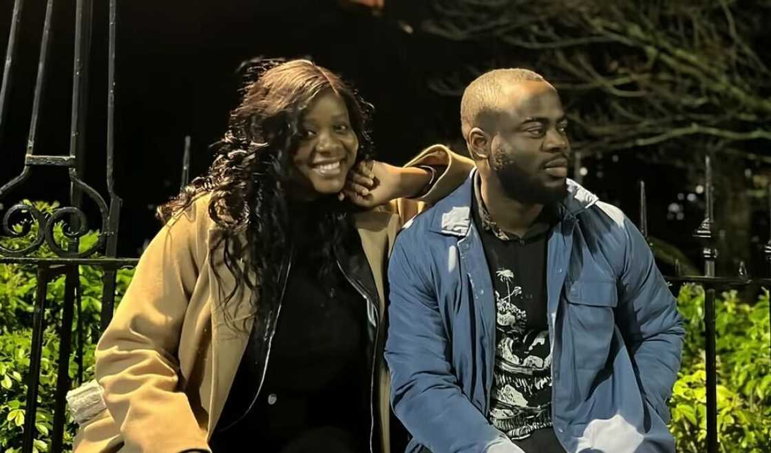 The couple showed off their 100-inch Hisense TV after unboxing it for their living room. The couple showed off their 100-inch Hisense TV after unboxing it for their living room.