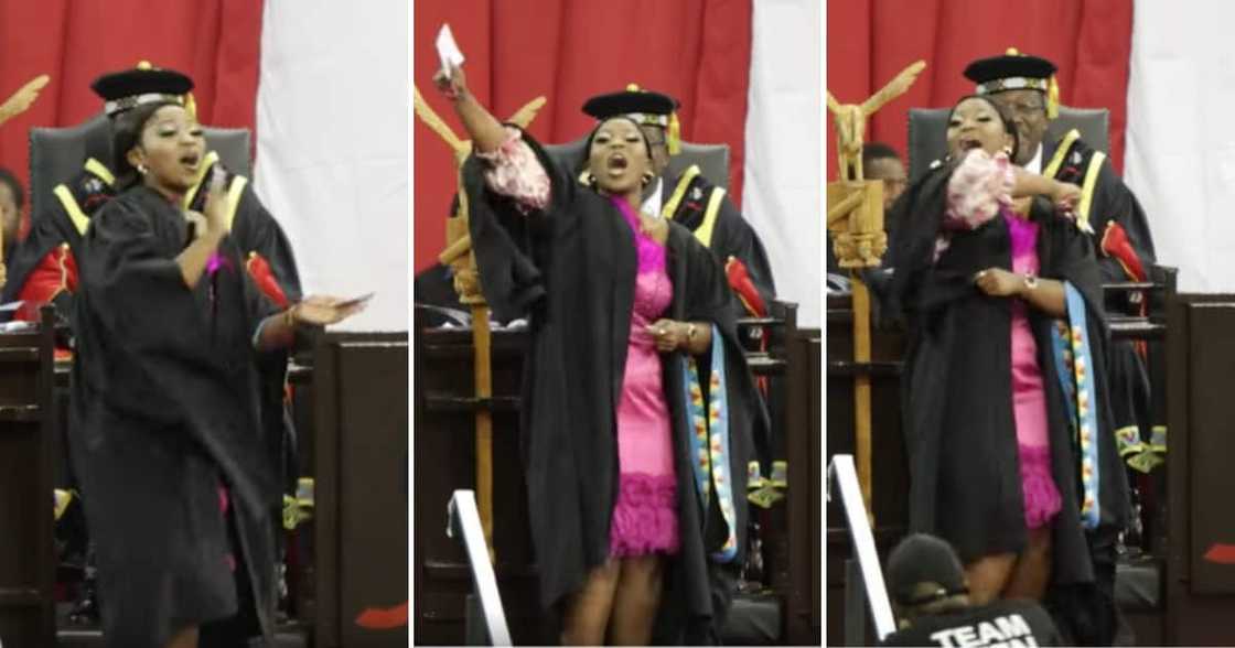 The lady who graduated from UKZN sang from excitement The lady who graduated from UKZN sang from excitement