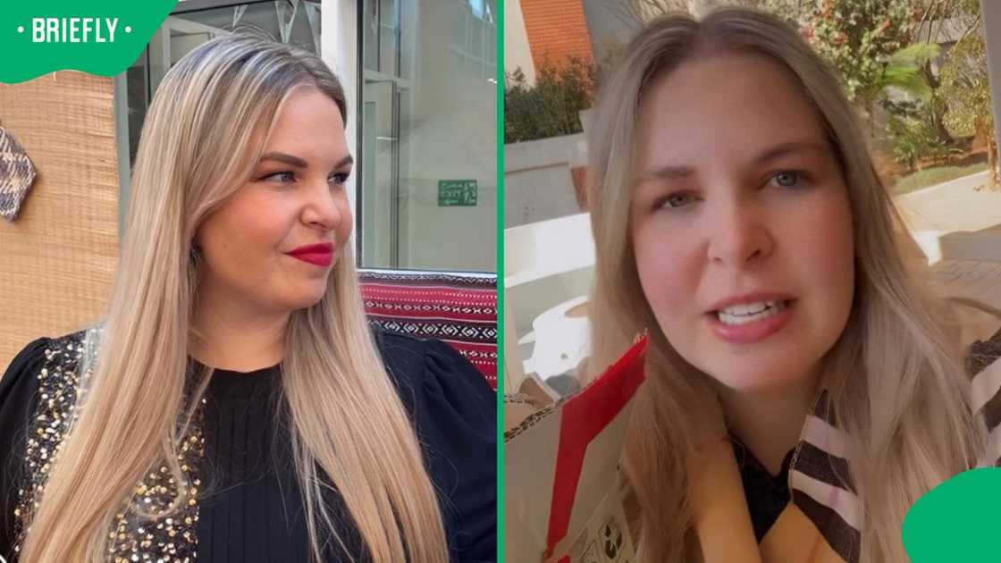 An Afrikaner woman in the UAE showed a store selling South African items. An Afrikaner woman in the UAE showed a store selling South African items.