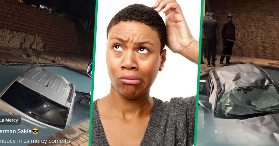 A car drove into a swimming pool. A car drove into a swimming pool.