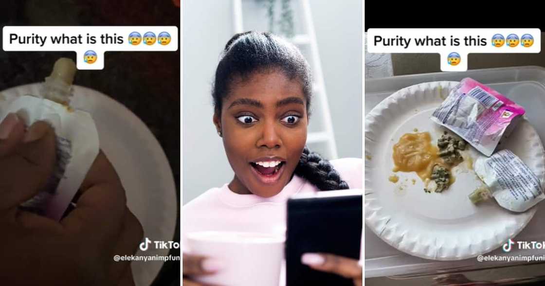 TikTok user @elekanyanimpfuni0 was horrified to see an odd grey substance in the food she bought for her baby TikTok user @elekanyanimpfuni0 was horrified to see an odd grey substance in the food she bought for her baby