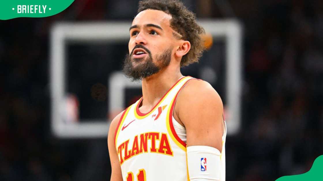 NBA player Trae Young during a 2025 game against the Cleveland Cavaliers NBA player Trae Young during a 2025 game against the Cleveland Cavaliers